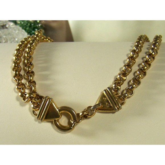 Liz Claiborne LCI Vintage Double Strand XCN Necklace Gold Tone Chains 23" - Picture 3 of 5
